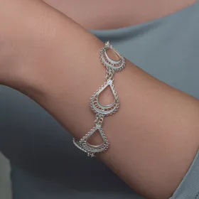 925 Sterling Silver Moon Dance Filigree Bracelet for Women | Handmade Celestial Crescent Jewelry - image 2 thumbnail