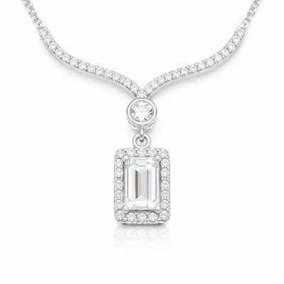 Sterling Silver Baguette Stone Gerdanlik Model Women's Necklace
