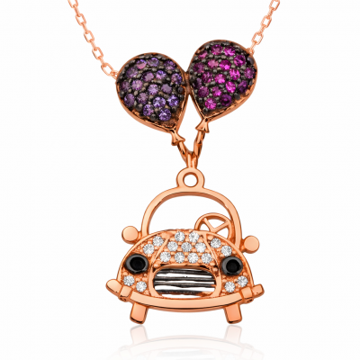 Sterling Silver Balonlu Araba Women's Necklace