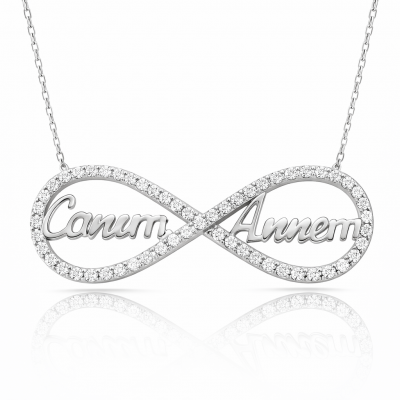 Sterling Silver Dear Mom Written Infinity Women's Necklace