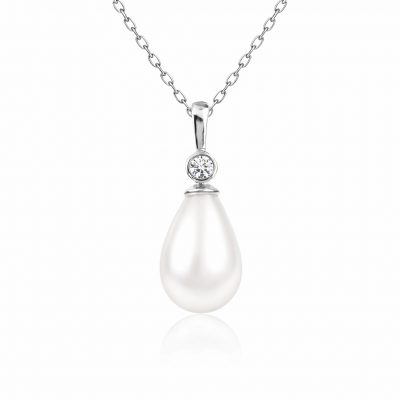 Sterling Silver Drop Pearl Women's Necklace