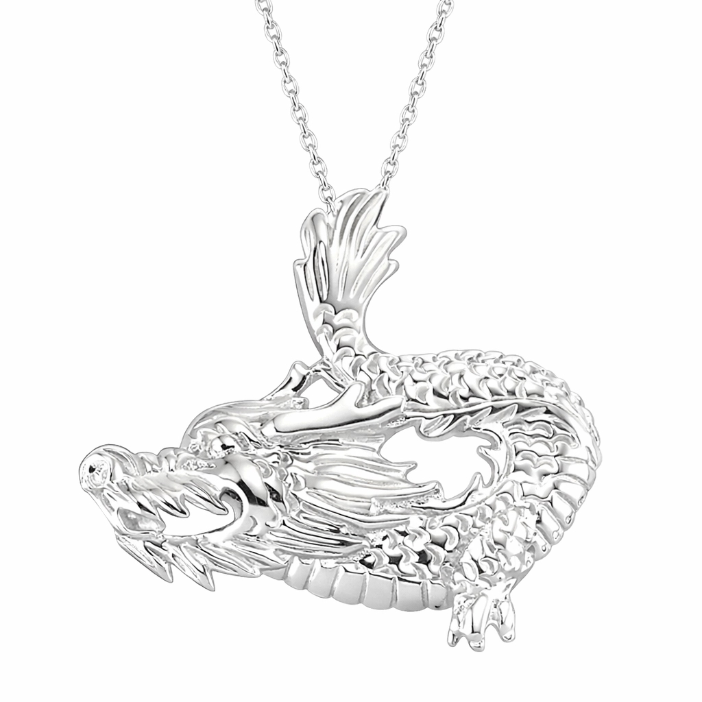 Sterling Silver Dragon Pendant Necklace