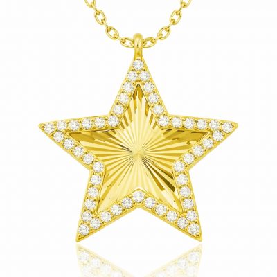 Sterling Silver Gold Ruffle Desenli Star Women's Necklace