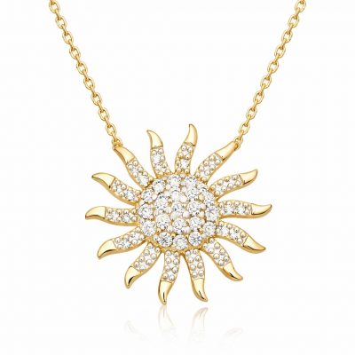 Sterling Silver Gold Sun Women's Necklace