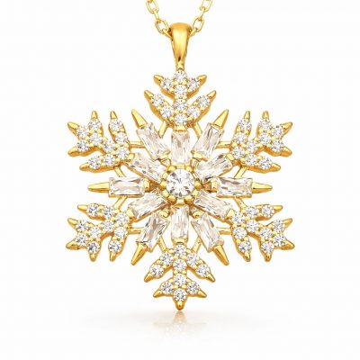 Sterling Silver Gold Snowflake Necklace