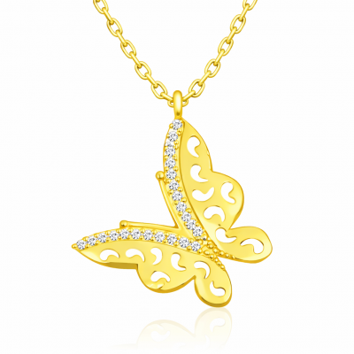 Sterling Silver Gold Butterfly Women's Necklace