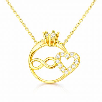 Sterling Silver Infinity Ve Heart Stone Women's Necklace