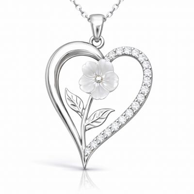 Sterling Silver Heart White Gul Women's Necklace