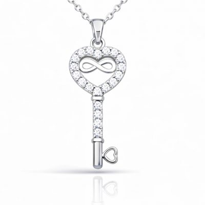 Sterling Silver Heart Infinity Key Women's Necklace