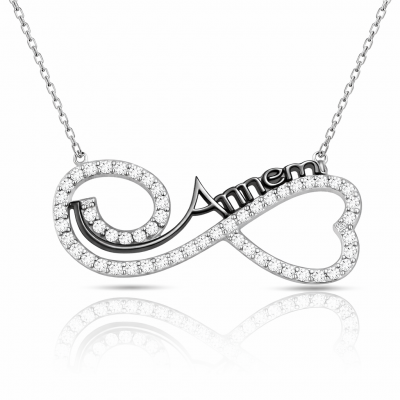 Sterling Silver Heart Infinity Mom Necklace
