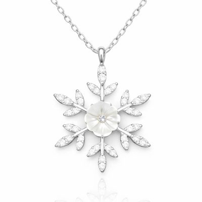 Sterling Silver Manolya Flower Snowflake Women's Necklace