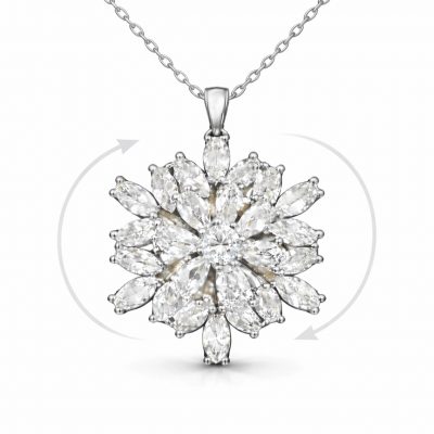 Sterling Silver Ortasi Rotating Lotus Flower Necklace