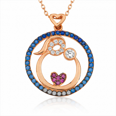 Sterling Silver Rose Gold Mother Ve Bebek Sevgisi Women's Necklace
