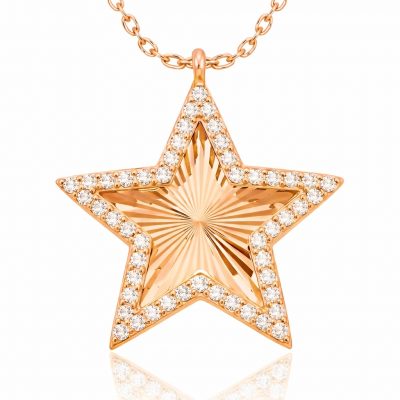 Sterling Silver Rose Gold Ruffle Desenli Star Women's Necklace