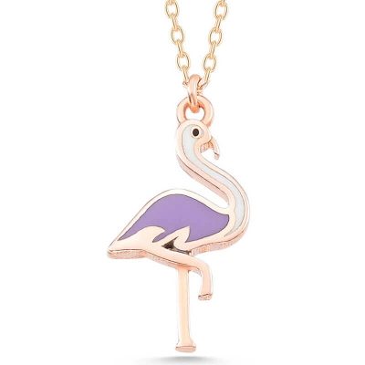 Sterling Silver Rose Gold Flamingo Women's Necklace
