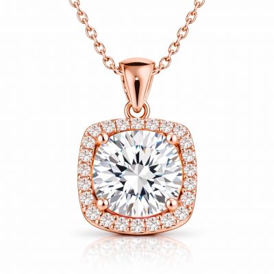 Sterling Silver Rose Gold Kare Mount Single Tas Necklace