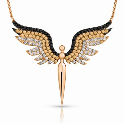 ​Sterling Silver Rose Gold Mikail Angel Women's Necklace