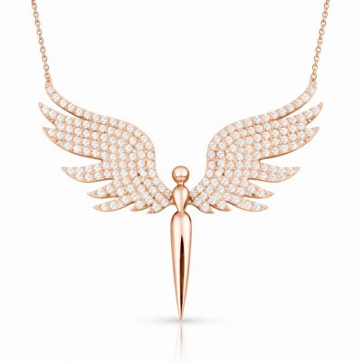 Sterling Silver Rose Gold Mikail Angel Women's Necklace