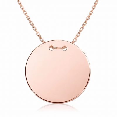 Sterling Silver Rose Gold Round Plate Necklace