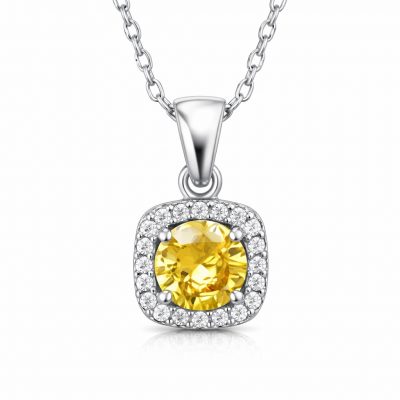 Sterling Silver Yellow Stone Women's Necklace