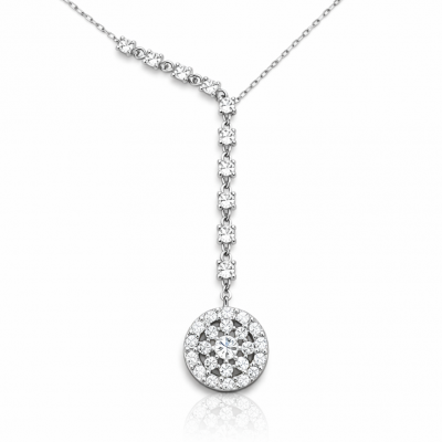 Sterling Silver Row Zircon Stone Flower Women's Necklace