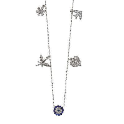 Sterling Silver Evil Eye Luck Necklace