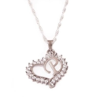 Sterling Silver P Harf Heart Women's Necklace