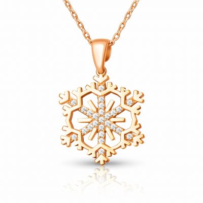 Sterling Silver Rose Gold Snowflake Women's Necklace