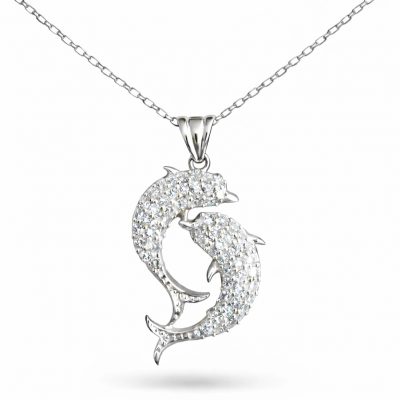 Sterling Silver Double Yunus Fish Women's Necklace