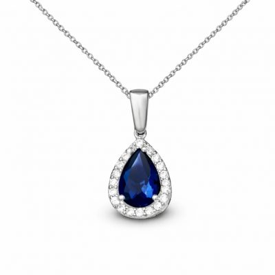 Sterling Silver Blue Stone Drop Women's Necklace
