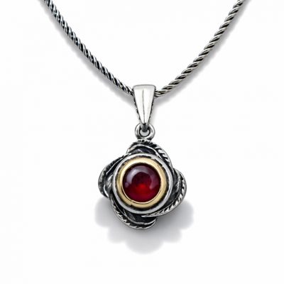 Sterling Silver Red Stone Gul Model Women's Necklace