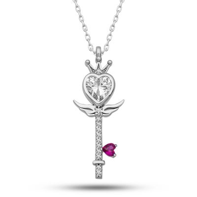 Sterling Silver Heart Tac Key Women's Necklace