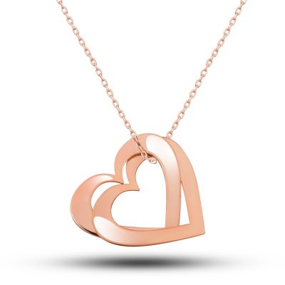 Sterling Silver Rose Gold Heart Love Women's Necklace