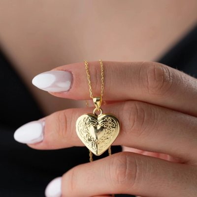 Sterling Silver Love Hatirasi Acilir Heart Women's Necklace