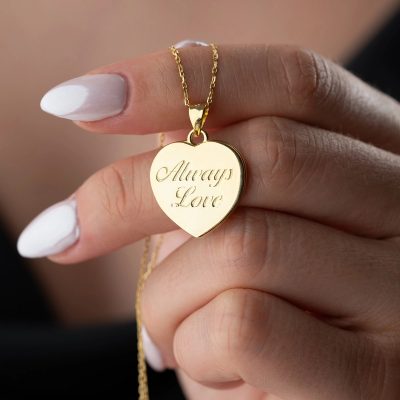 Sterling Silver Always Love Written Locket Women's Necklace