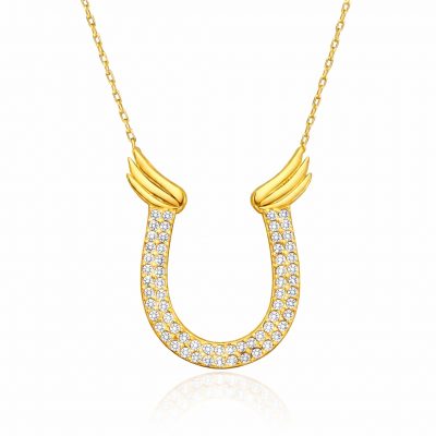 Sterling Silver Gold Zircon Stone Nal Women's Necklace