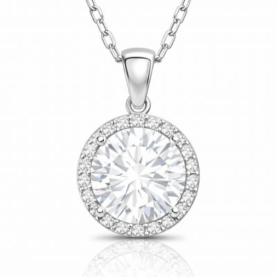 Sterling Silver Round Mount Women's Necklace