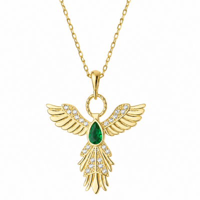 Sterling Silver Phoenix Figure Gold Women's Necklace