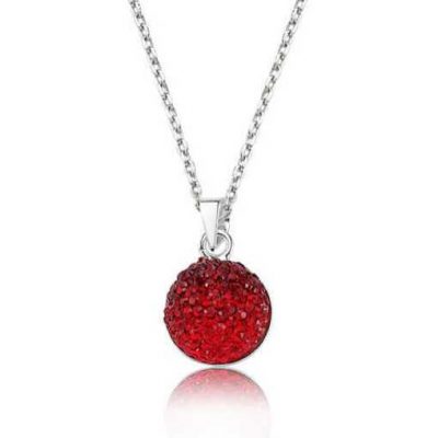 Sterling Silver Red Crystal Stone Women's Necklace