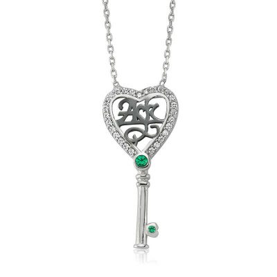 Sterling Silver Love Written Key Women's Necklace