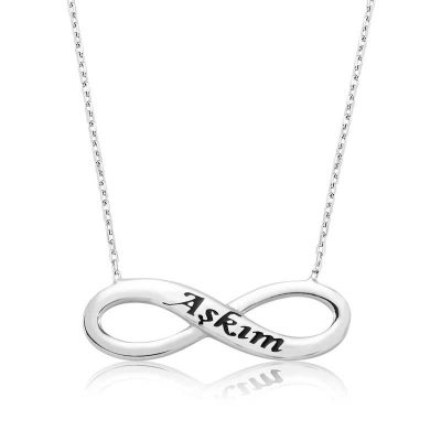 Sterling Silver My Love Written Infinity Women's Necklace