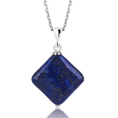 Sterling Silver Lapis Natural Stone Necklace
