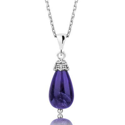 Sterling Silver Ametist Stone Women's Necklace