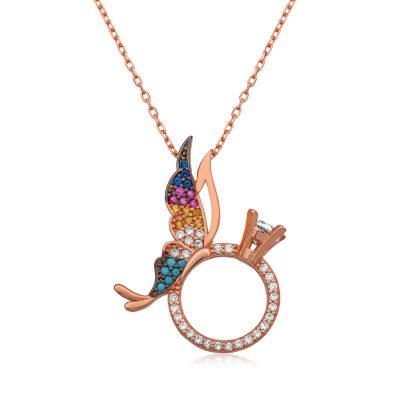 Sterling Silver Single Tas Yuzuklu Butterfly Necklace
