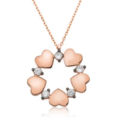 Sterling Silver Heart Circle Women's Necklace