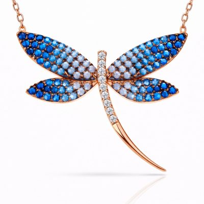 Sterling Silver Rose Gold Dragonfly Women's Necklace