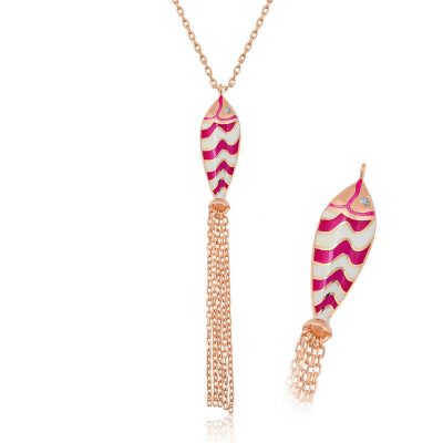 ​Sterling Silver Rose Gold Puskullu Fish Necklace