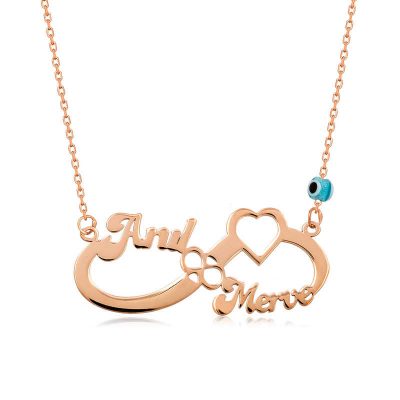 Sterling Silver Rose Gold Personalized Infinity Necklace
