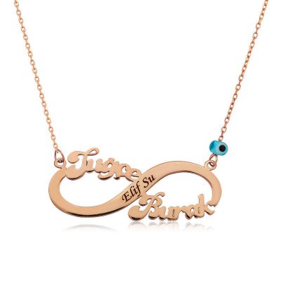 Sterling Silver Rose Gold Personalized Infinity Necklace