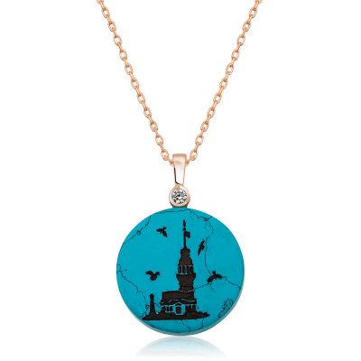 ​Sterling Silver Girl Kulesi Manzarali Women's Necklace